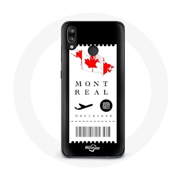 Skal för Huawei P20 Lite - Flygbiljett Montreal Kanada - Mjuk - Svart - Skydd