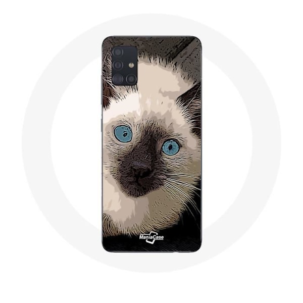 Coque Samsung Galaxy A51 Kattprydd Siamese svart och vit med Blå ögon