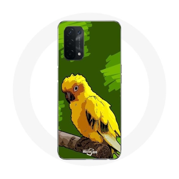 Skyddsfodral för Oppo A74 5G Gula Parakiter på Grön Bakgrund