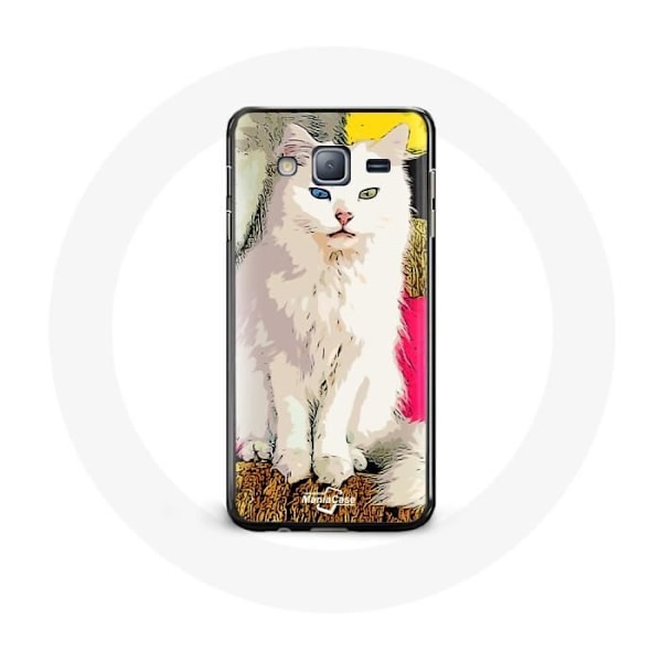 Coque för Samsung Galaxy J7 Turkisk av vit katt med blå och gula ögon