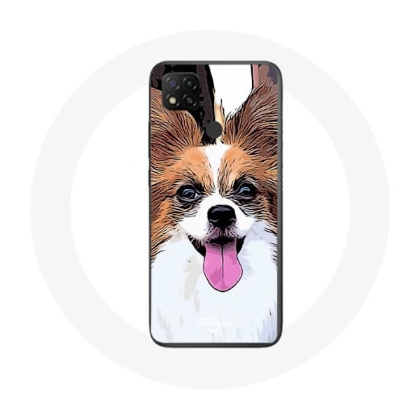 Coque Xiaomi Redmi 9C Kontinental dvärghund papillon Valp Vit och brun