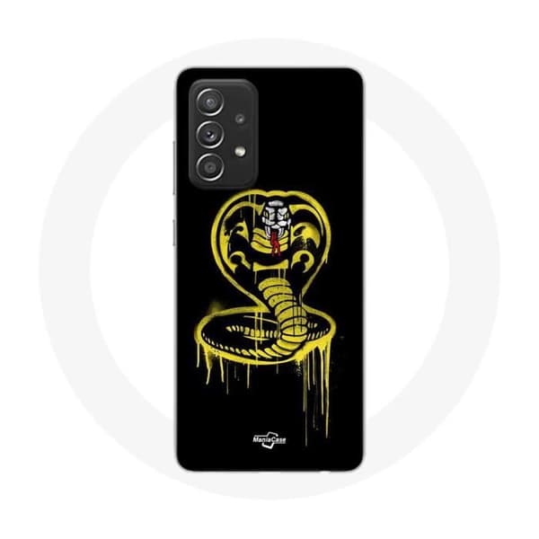 Cover til Samsung Galaxy A33 5G Cobra Kai Logo Gul Sort Baggrund Serie