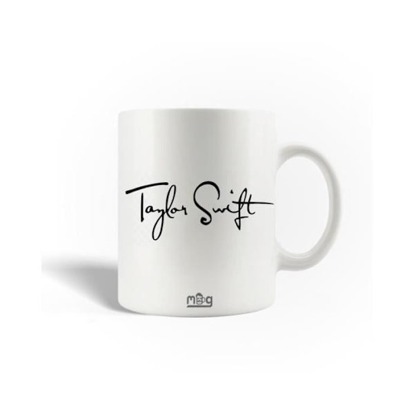 Mugg i keramik med Taylor Swift-logotyp, låtskrivare och artist