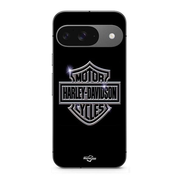 Cover til Google Pixel 9 Harley Davidson logo motorcykler grå front sort svart