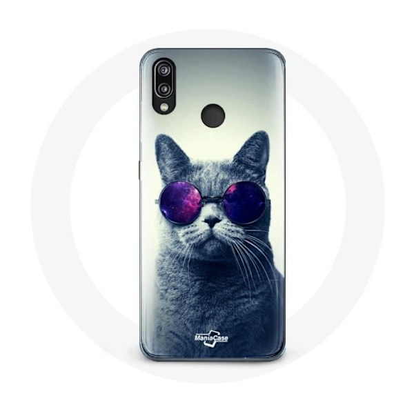 Coque - Huawei - P20 Lite - Souple - Katt med Glasögon - Grå/Lila Lila