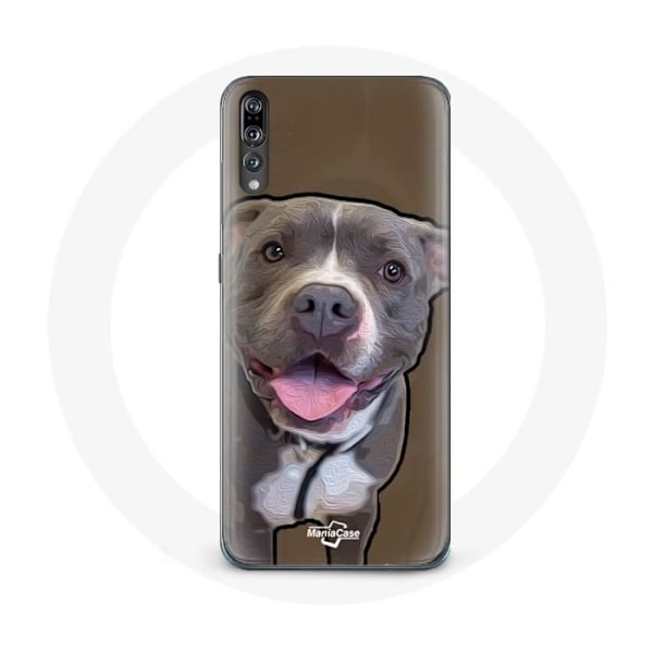 Coque för Huawei P20 Vit grå Pitbull Hund
