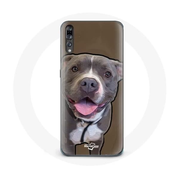 Coque pour Huawei P20 Chien Pitbull Blanc gris