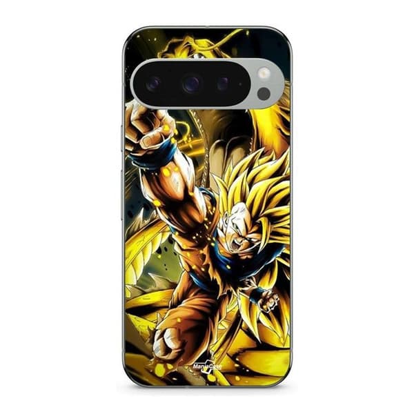 Skal för Google Pixel 9 Pro Son Goku Super Saiyan SSJ3 Drakattack svart