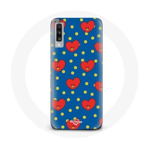 Coque för Samsung Galaxy A70 BTS Bangtan Killar BT21 TATA med V Blå Fond