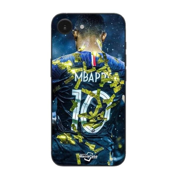 Coque Maniacase til iPhone 16E Kylian Mbappe PSG Frankrig Svart