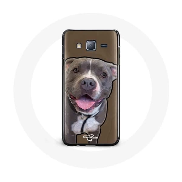 Cover til Samsung Galaxy Grand Prime Pitbull Hund Hvid Grå