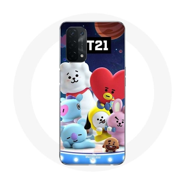 Coque för Oppo A74 5G BTS BT21 Tata Chimmy Cooky Rj Koya Shooky Och Mang Affisch
