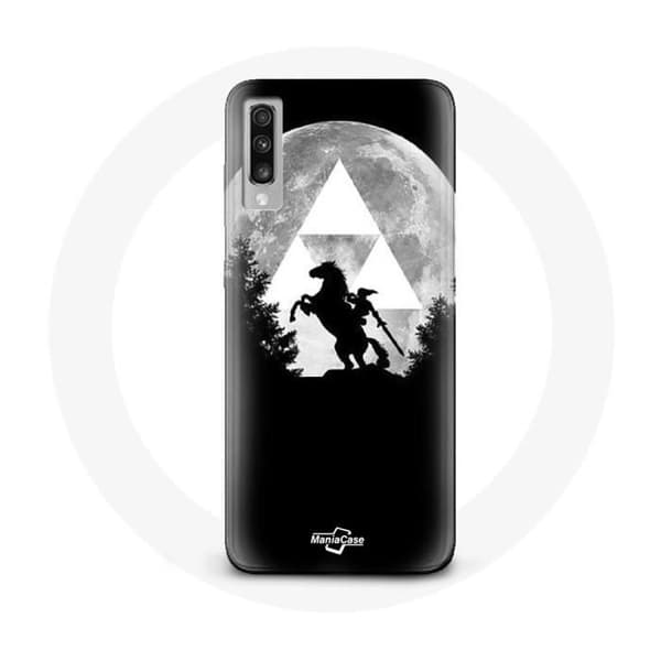 Coque - Samsung - Galaxy A70 - Blød - Sort - Zelda Måne Mønster