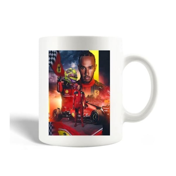 Mugg - Scuderia Ferrari - Lewis Hamilton - Keramik - Vit - Diskmaskinskompatibel Vit