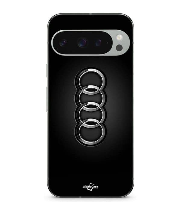 Cover - MANIACASE - Google Pixel 9 Pro - Audi-logo - Silikone - Blød - Sort Svart