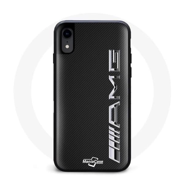 Mobilskal - AMG - Iphone X - Kolfiber - Logotyp - Stötskydd Svart