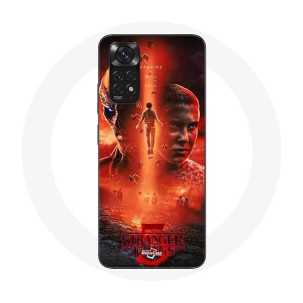 Coque - Maniacase - Xiaomi Redmi Note 11 4G - Blød - Sort - Stranger Things Sæson 5