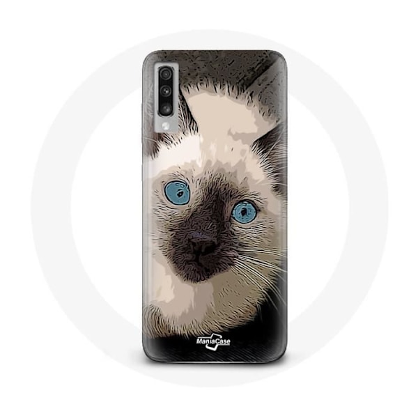 Skydd för Samsung Galaxy A50 Siamese katt i svart och vitt med blå ögon