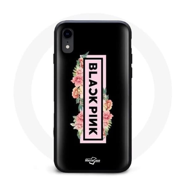 iPhone X Cover Blackpink K-pop Gruppe Sort Rosa Logo Sort Baggrund