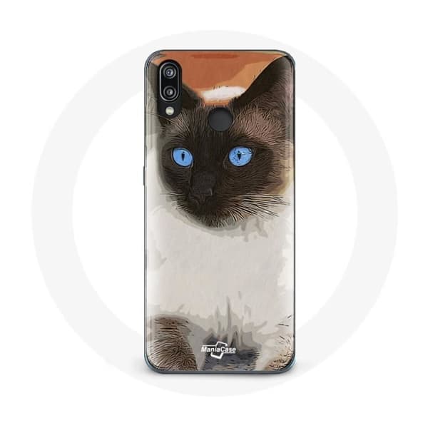 Cover til Huawei P20 Lite Siamesisk Sort og Hvid Blå Øjne