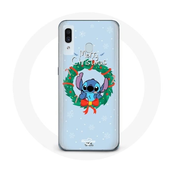 Coque för Samsung Galaxy A40 Stitch snö glad jul blå