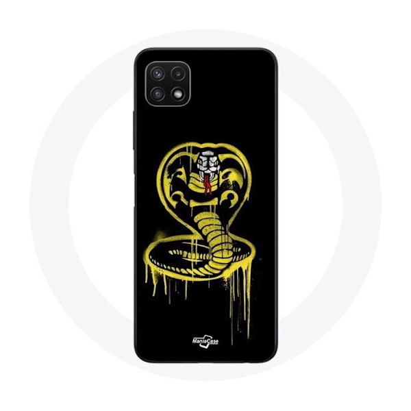 Coque för Samsung Galaxy A22 5G Cobra Kai-logga Gul Svart Bakgrund Serie