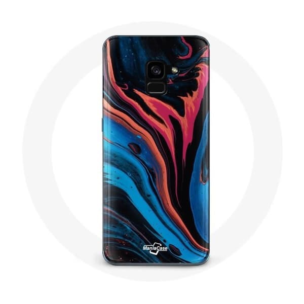 Cover til Samsung Galaxy A8 Plus Abstrakt tekstur blå sort rød
