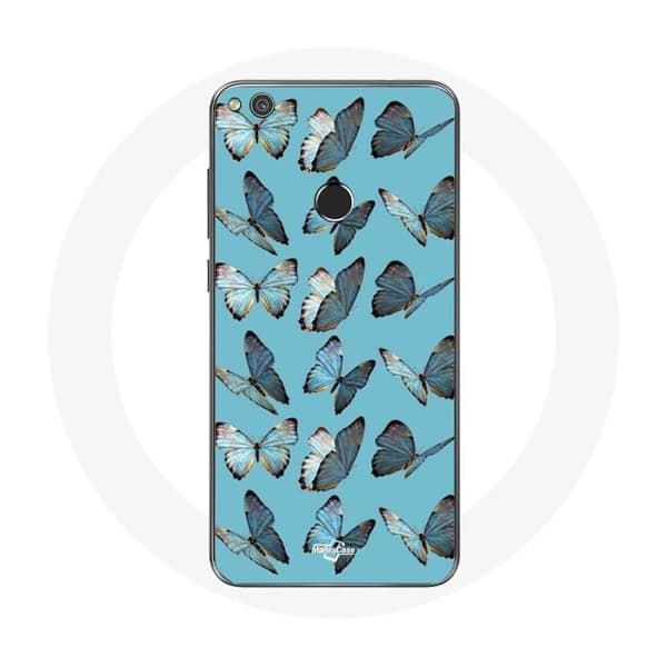 Cover til Huawei P8 Lite 2017 sommerfugle Blå baggrund