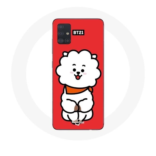 Coque för Samsung Galaxy A71 BTS Bangtan Killar BT21 RJ av Jin Röd Bakgrund