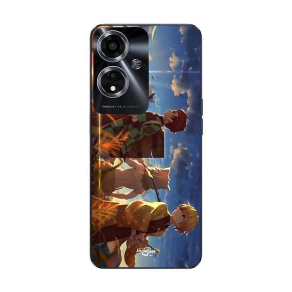 Coque - Maniacase - Oppo A59 5G - Blød - Sort - Tanjiro Inosuke Zenitsu