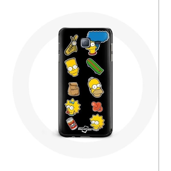 Skyddsfodral för Samsung Galaxy J7 2016 med Simpsons klistermärken på svart bakgrund