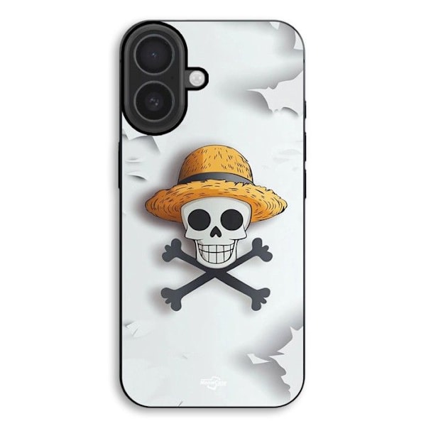 Cover til iPhone 17 One Piece dødningehoved logo grå baggrund Grå