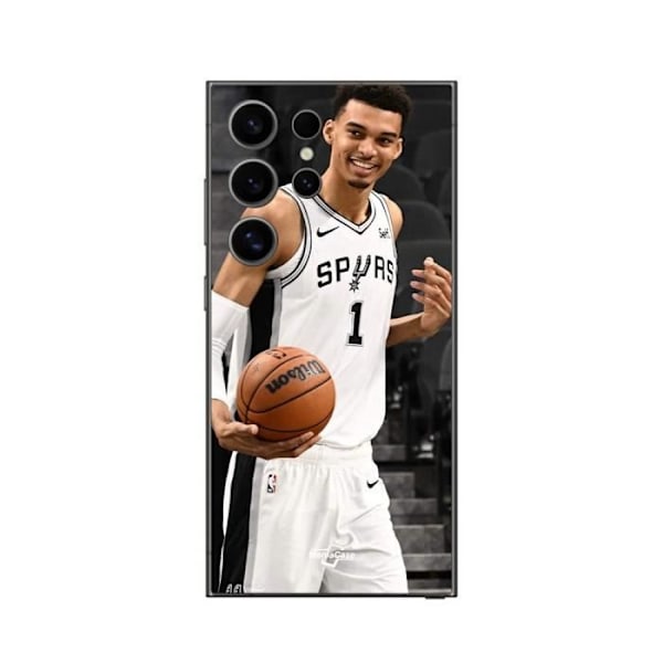 Coque - Maniacase - Samsung Galaxy S25 Ultra - Svart - Mjuk - Victor Wembanyama Spurs nr 1