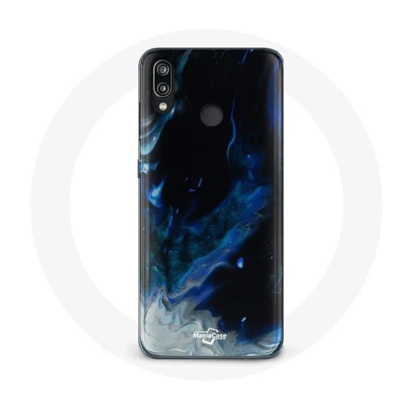 Cover til Huawei P20 Lite Multifarvede røgskyer i blå, grå og sort på sort baggrund
