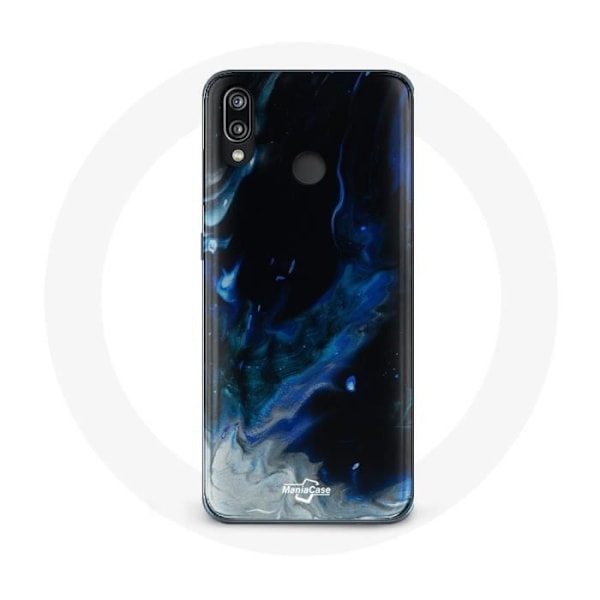 Skal för Huawei P20 Lite Flerfärgade rökiga moln i blått, grått och svart på svart bakgrund