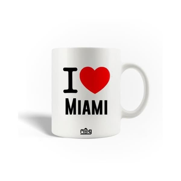 Mugg - Jag älskar Miami - Keramik - Vit - 30cl - Tål diskmaskin