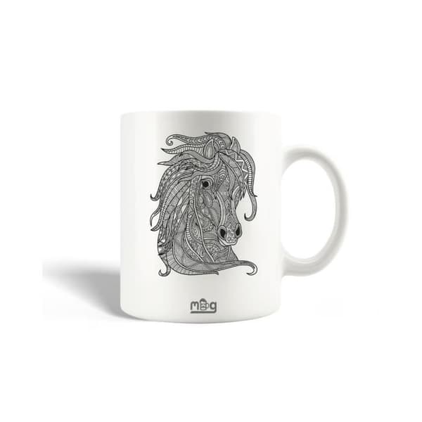 Mugg i keramik - Mandala - 30cl - Vit - Tål diskmaskin - Höjd 9,5 cm