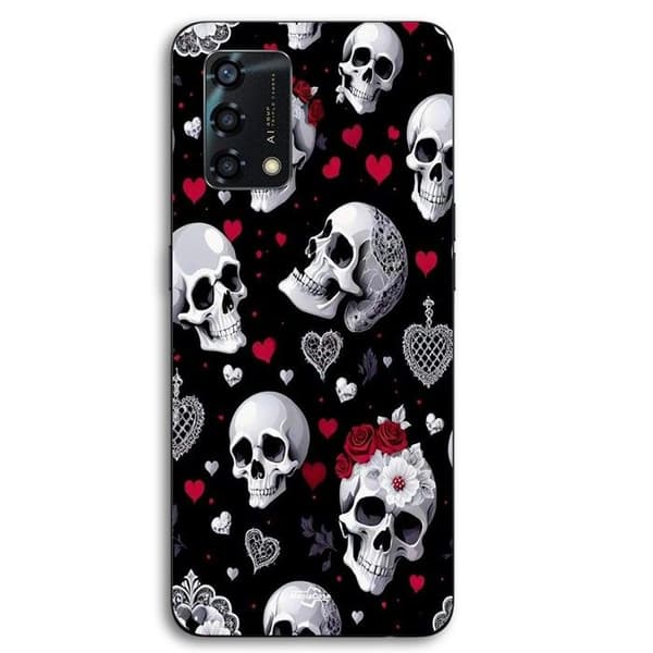 Coque til Oppo A95 Dødningehoved og hjerter Maniacase Svart