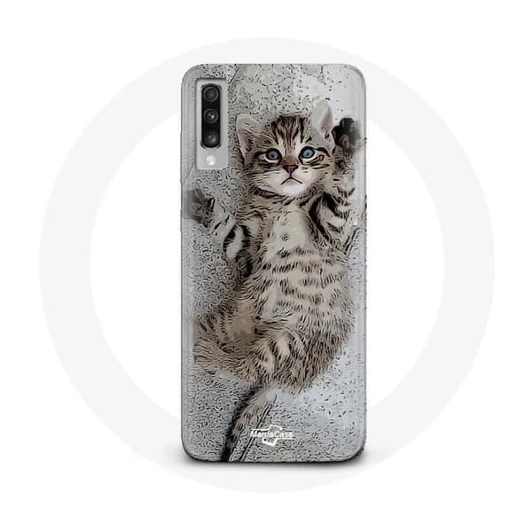 Coque - Samsung - Galaxy A70 - Flexibel - Grå - Söt Bengal-kattunge