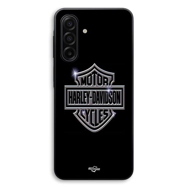 Coque til Samsung Galaxy A56 Harley Davidson logo motorcykler grå front sort Maniacase Svart