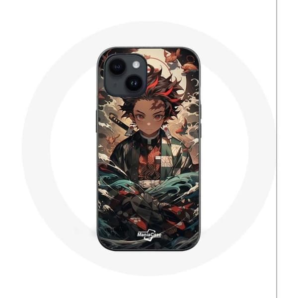 Cover til iPhone 14 Plus - Maniacase - Demon Slayer Tanjiro - Blød - Sort - Anime