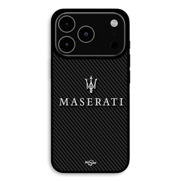 Coque för iPhone 17 Pro Maserati vit kolafond Maniacase Svart