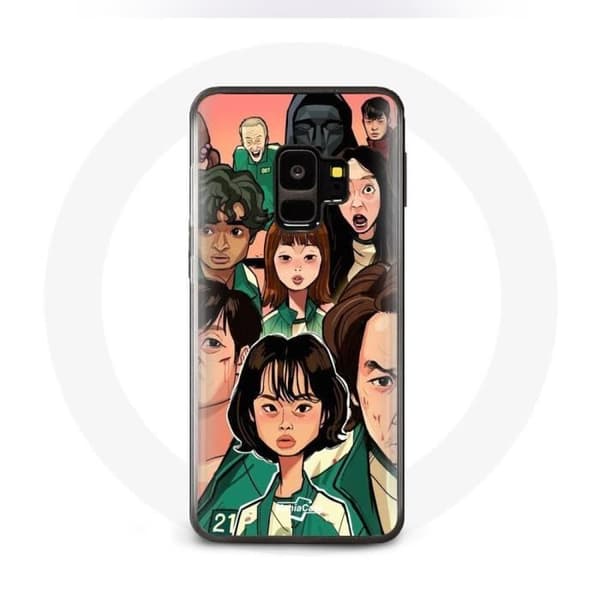 Cover til Samsung S9 plus Squid Game Plakat karakterer Fanart