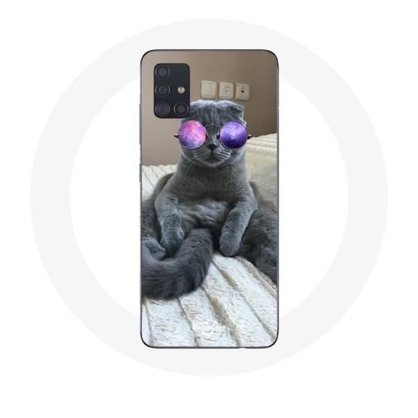 Samsung Galaxy A51 kuori chat with violette silmälasit
