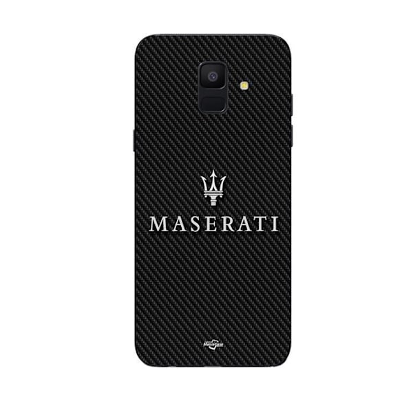 Coque Maniacase för Samsung Galaxy A8 2018 maserati vit kolfiberbakgrund svart