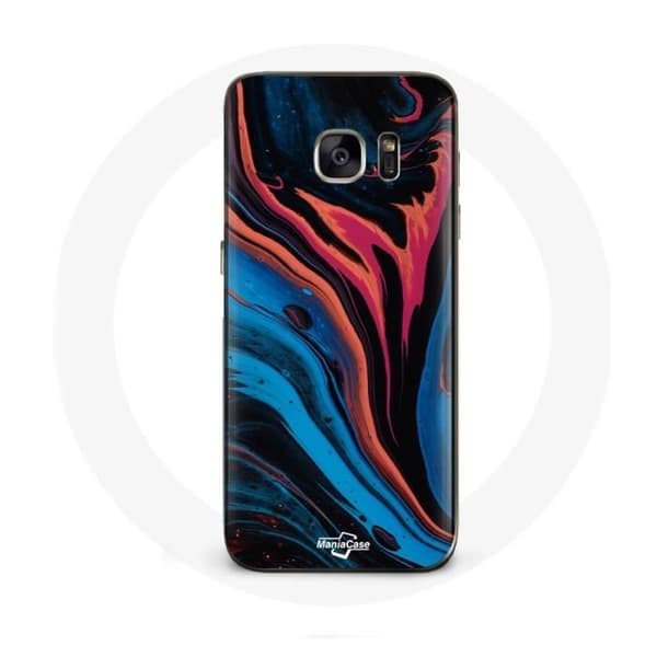 Cover til Samsung Galaxy S6 Abstrakt tekstur blå sort rød