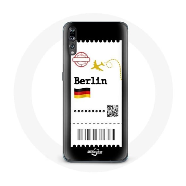 Coque för Huawei P20 - Flygbiljett Berlin - Mjuk - Skydd - Svart