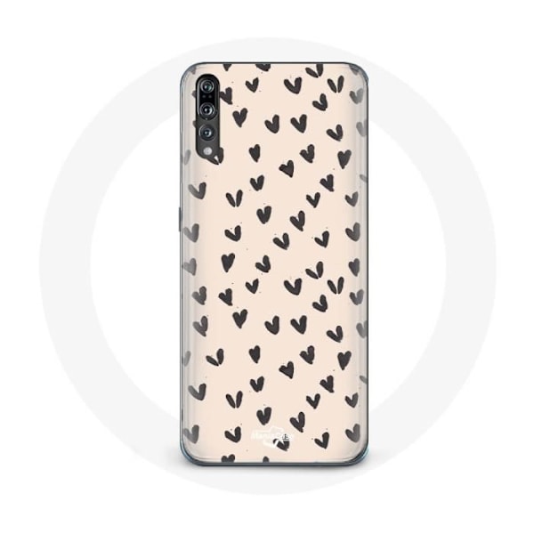 Coque för Huawei P20 Bakgrund av abstrakt textur med svarta hjärtan