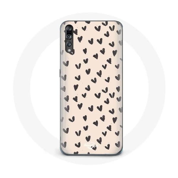 Cover til Huawei p20 Baggrund med abstrakt tekstur sorte hjerter