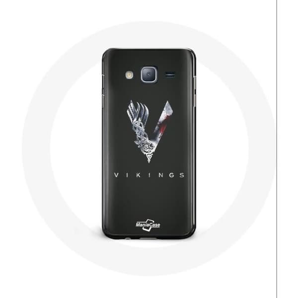 Cover til Samsung Galaxy J5 2016 Vikings Serie Sæson 6 logo V Sværd Grå Baggrund Sort